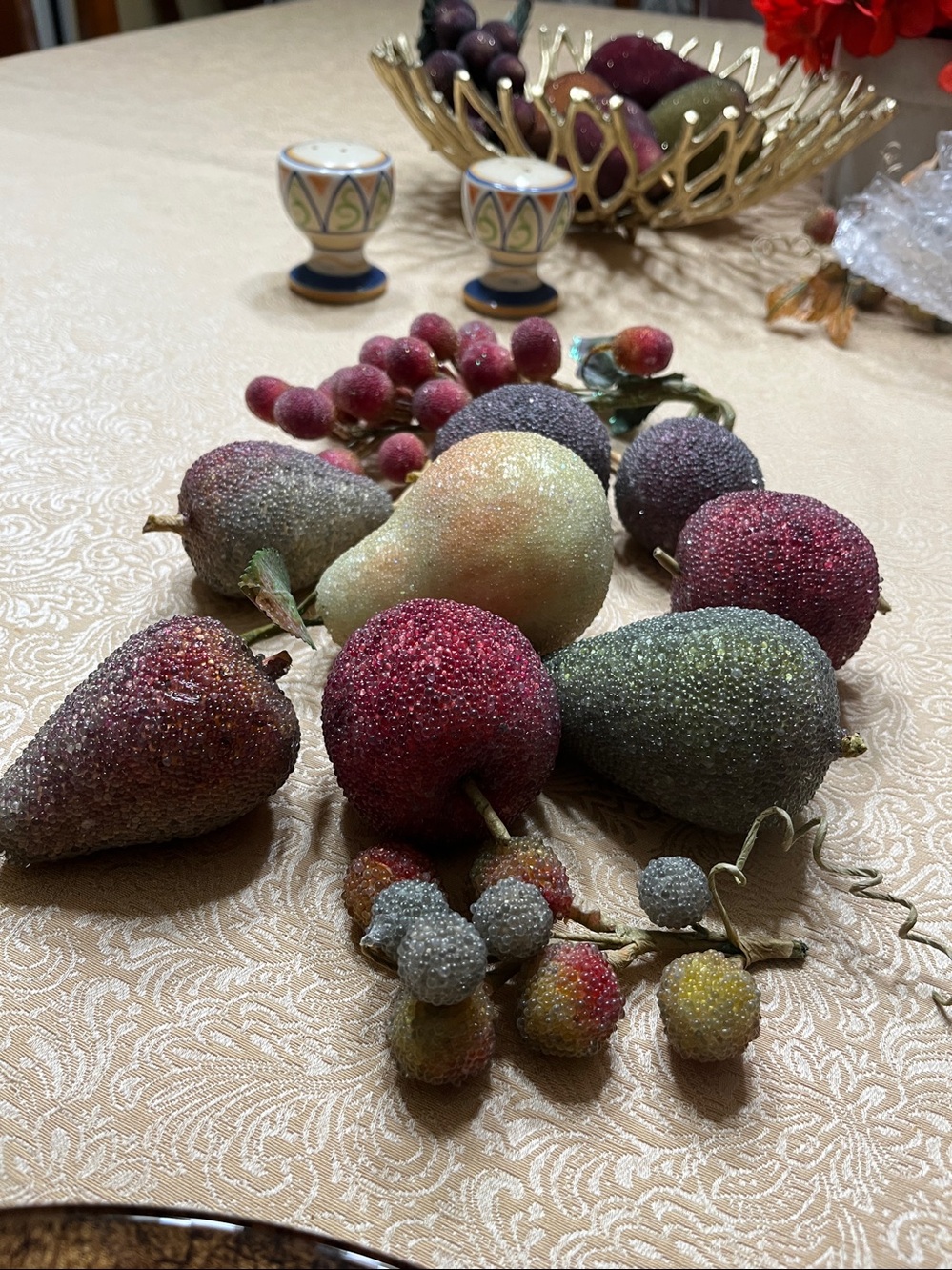 Glittered Decorative Fruit Bundle - Multicolor (tiny beaded) BOWL NOT INCLUDED - Picture 3 of 4